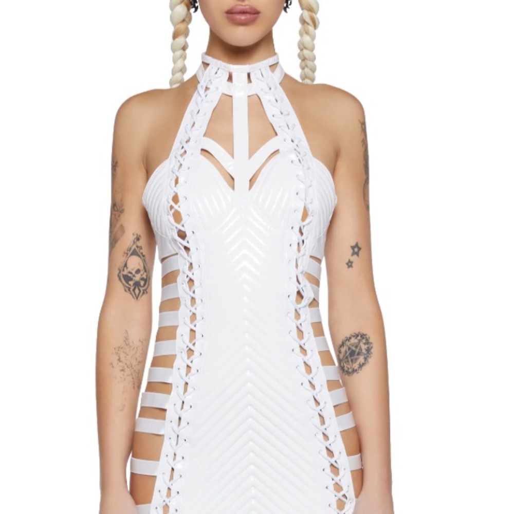 Dolls Kill Rude Awakening White Rave Dress - Picture 2 of 2